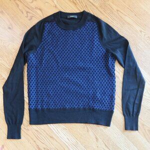PAUL SMITH 100% merino wool sweater circles blue black quiet luxury S minimalist